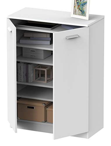 【 Mejor precio en oferta de 】✔️️ Mueble Zapatero Armario Auxiliar Multiusos habitacion Pasillo Cocina Color Blanco (Mate) 101x74x37 cm