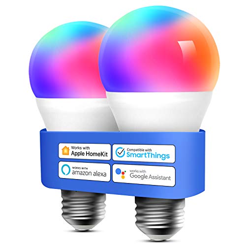 【 Mejor precio en oferta de 】✔️️ Meross Bombilla LED Multicolor, Inteligente, WiFi, Regulable, Mando a distancia, 60 W, Equivalente a E27, 2700-6500 K, Compatible con Apple HomeKit, Alexa Echo y Google Home. Paquete de 2.
