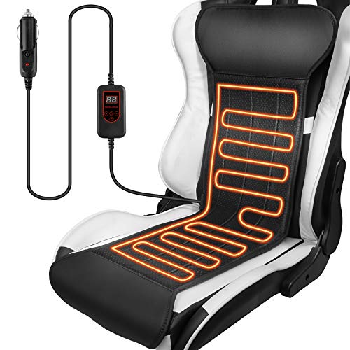 【 Mejor precio en oferta de 】✔️️ MVPower Funda Calefactor de Asiento para Coche, Cojín Calefactable Coche, Controlador de Tiempo 1-12h y Temperatura 30-70 ℃, 12 V, Color Negro