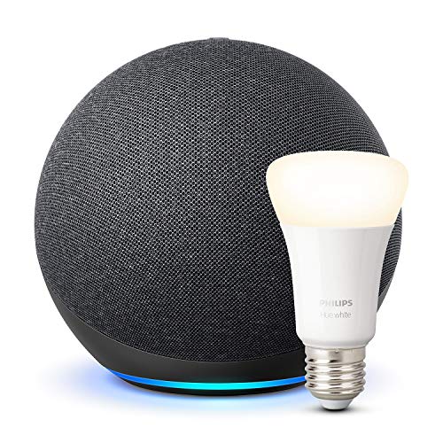 【 Mejor precio en oferta de 】✔️️ Nuevo Echo (4.ª generación), Antracita + Philips Hue White Bombilla LED E27