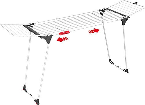 【 Mejor precio en oferta de 】✔️️ Vileda 157231 Infinity - Tendedero Extensible de acero, espacio total de tendido de 27 metros, soporte para artículos pequeños, dimensiones abierto 186 - 257 x 57 x 100 cm, color blanco