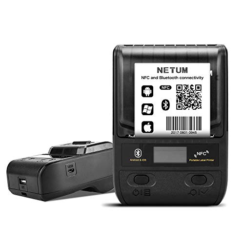 【 Mejor precio en oferta de 】✔️️ NETUM 58mm impresora de etiquetas portátil con Bluetooth y batería recargable, se aplica al código de barras, almacén de oficina, envío, ropa, etiquetas, impresión NT-G5