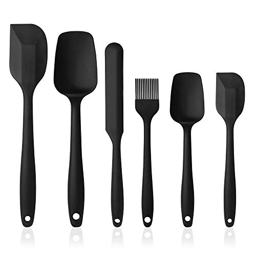 【 Mejor precio en oferta de 】✔️️ Vicloon Utensilios de Cocina de Silicona,Set de 6 Espátulas Silicona Incluye Hilvanado Cepillo, Espátula,Cuchara, No Tóxico, Antiadherente,Resistente al Calor,Utensilios para Cocina y Horneado (Negro)