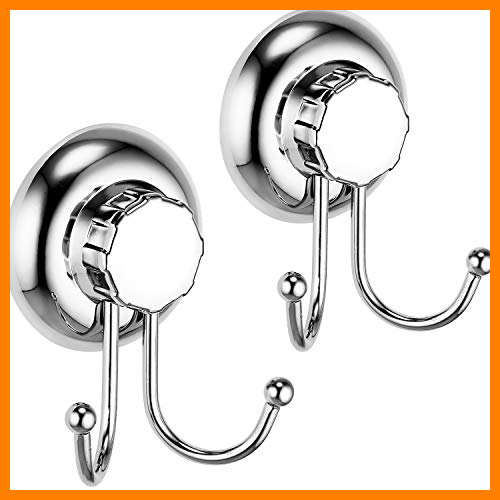 【 Mejor precio en oferta de 】✔️️ MaxHold Sistema de Vacío Doble Ganchos para colgadores - No-perforar - Acero inoxidable Nunca Moho - Almacenamiento de La Cocina & Baño - Dos Piezas Toalleros de Gancho