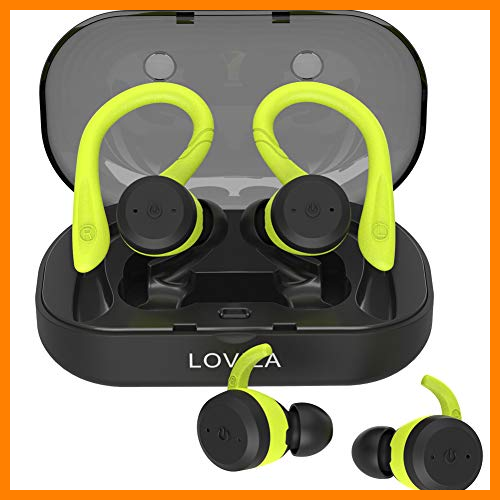 【 Mejor precio en oferta de 】✔️️ Auriculares Bluetooth Inalámbricos iPX7 Impermeable con Doble Ganchos para el Deporte Estéreo in Ear Bluetooth 5.0 Manos Libres con micrófono Dual Incorporado para iPhone Samsung Huawei (Verde)