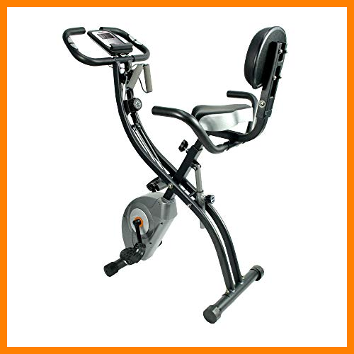 【 Mejor precio en oferta de 】✔️️ ATIVAFIT Bicicleta Estática Plegable Magnética, Bicicleta de Entrenamiento con Respaldo, Bandas de Resistencia, Correas para Pies, 8 Niveles, Pantalla LCD, Sensor de Pulso