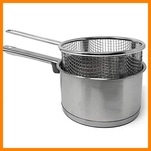 【 Mejor precio en oferta de 】✔️️ MGE - Cazo de Cocina con Cestilllo Freidor - Acero Inoxidable - Ø 16 cm