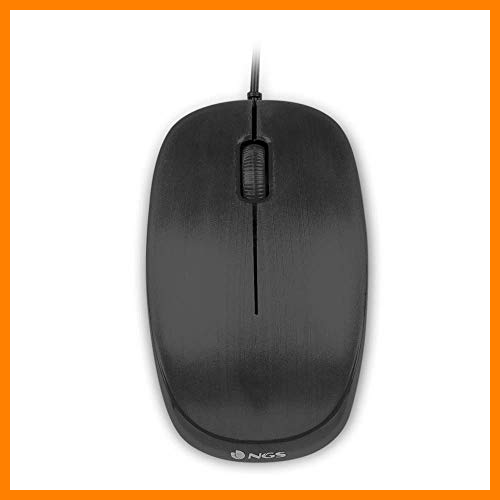 【 Mejor precio en oferta de 】✔️️ NGS Flame Black - Ratón Óptico 1000dpi con Cable USB, Ratón para Ordenador o Portátil con 3 Botones, Ambidiestro, Negro
