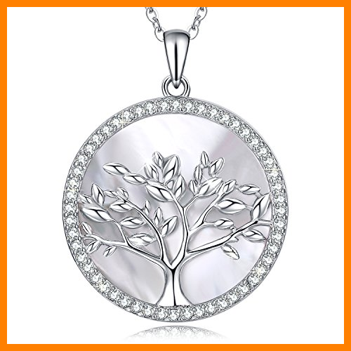 【 Mejor precio en oferta de 】✔️️ MEGA CREATIVE JEWELRY "Amor de la Familia Collares Mujer de Árbol de la Vida 925 Plata Esterlina Colgantes Cristales Swarovski, Regalo de la Joyería (Plata -MOP)