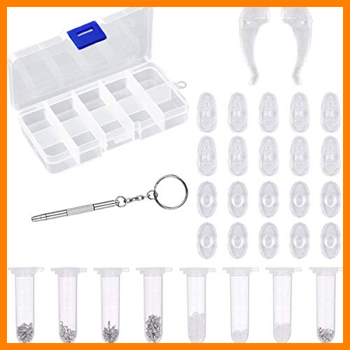 【 Mejor precio en oferta de 】✔️️ NATUCE Kit de Reparación de Gafas, Herramienta de Reparación óptica, Almohadillas Gafas Silicona, Retenedores Gafas Silicona, Tornillo con Tuercas y Destornillador para Gafas Gafas de sol Relojes