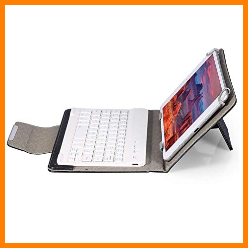 【 Mejor precio en oferta de 】✔️️ Teclado Inalámbrico Bluetooth +10 '' Funda Protectora Universal de la PU del Ordenador Portátil para Tableta Android/iOS/Win Prueba de Polvo, Impermeable