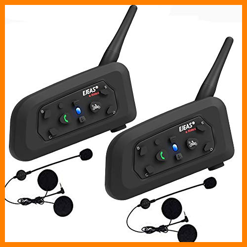 【 Mejor precio en oferta de 】✔️️ V6 Pro Intercomunicador Bluetooth Motocicletas, Intercomunicador de Casco,1200m Comunicación Intercom/Impermeabilidad/MTB/6 Motociclistas (2 Paquetes)
