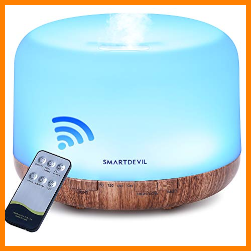 【 Mejor precio en oferta de 】✔️️ SmartDevil Humidificador Ultrasónico 500ml, Difusor de Aromaterapia,purificador de aire con LED de 14 colores de para luminoterapia en el Hogar, Control Remoto, Temporizador Hogar,Oficina,Spa, Bebé