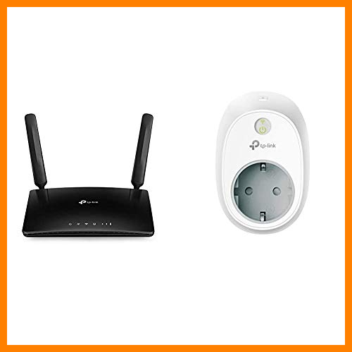 【 Mejor precio en oferta de 】✔️️ TP-Link TL-MR6400, Router 4G LTE (Cat 4), Velocidad hasta 300Mpbs, MicroSim + HS100 Enchufe Inteligente para Controlar Sus Dispositivos Desde Cualquier Lugar