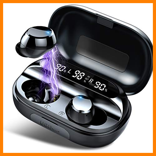 【 Mejor precio en oferta de 】✔️️ Auriculares Inalámbricos, Auriculares Bluetooth 5.0 3500mAh 150H Playtime IPX7 Impermeable con Caja de Carga y Mic, Antena FPC AAC-LC HiFi Calidad De Sonido, In-Ear Auriculares