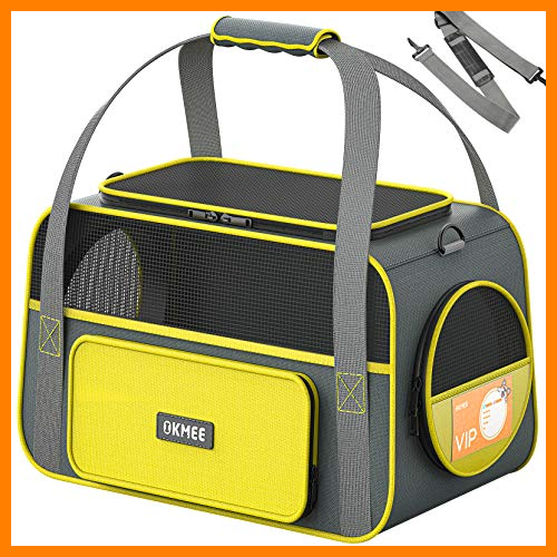【 Mejor precio en oferta de 】✔️️ OKMEE Transportin Gatos Perros, Transportín Mascotas, Transportadora de Mascotas con Soporte Colchón Blando Tapizado, Transpirable, Esructura Sólida, Espaciosa Cómoda, para Tren/Coche/Avión
