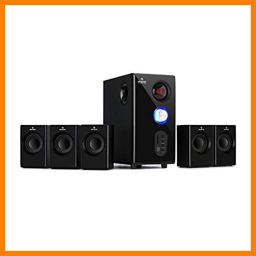 【 Mejor precio en oferta de 】✔️️ auna Concept 520 - Sistema de Altavoces 5.1, Sistema de Audio Envolvente Activo, Subwoofer OneSide 6,5", Bluetooth, Puerto USB SD, Balanced Sound Concept, Mando a Distancia