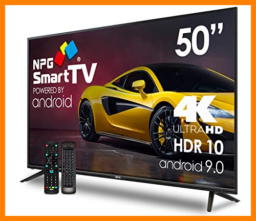 【 Mejor precio en oferta de 】✔️️ NPG 530L50UQ 4K 2020 – 50”4K UHD Smart TV con Mando con Teclado QWERTY y Función MOTION, Android 9.0, Procesador Quad Core, WiFi, DVB-T2/C, PVR, Screen Mirroning, Smart TV multilenguaje