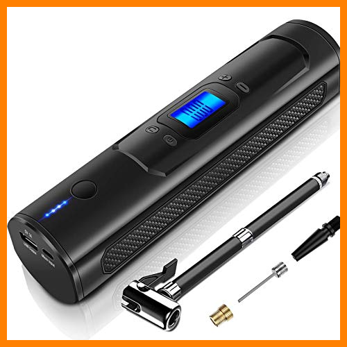 【 Mejor precio en oferta de 】✔️️ AOKBON Mini Compresor Aire Portátil Coche Inteligente Inalámbrico Inflador Eléctrico 150 PSI Energía Móvil 15L/min con Linterna LED para Todo Tipo de Bicicleta Coche Moto Automóvil Pelotas