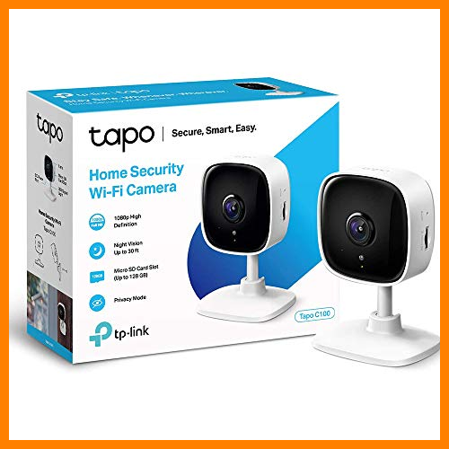 【 Mejor precio en oferta de 】✔️️ TP-Link IP Cámara Vigilancia WiFi Interior, Ideal para Mirar Bebés o Mascotas, Detección de Movimiento, Works with Alexa Google Home, Audio de 2 Vías, Visión Nocturna, Almacenamiento SD Tapo C100