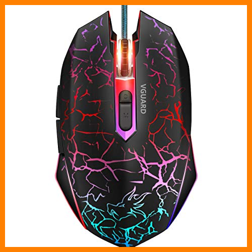 【 Mejor precio en oferta de 】✔️️ VGUARD Ratón Gaming con Cable, 4 dpi Adjustables hasta 2400, Gaming Mouse Óptico, Ratón Ergonómico Óptico RGB con 6 Botones y LED 7 Colores para PC, Portátil. (Versión Mejorada) - Negro