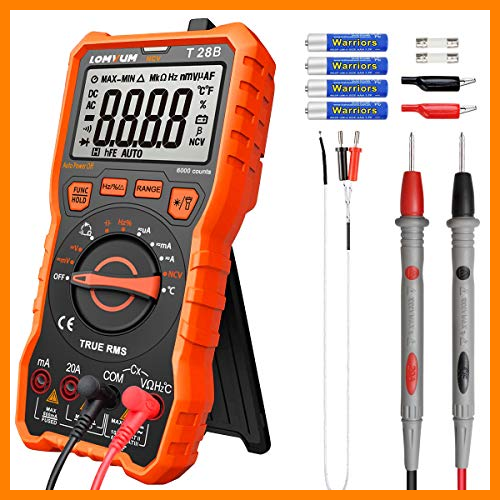 【 Mejor precio en oferta de 】✔️️ Multímetro digital LOMVUM TRMS 6000 unidades de rango de voltaje, medidor de voltaje, corriente, resistencia, continuidad, frecuencia, prueba de diodos, transistores, temperatura