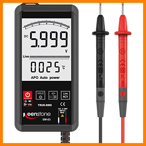 【 Mejor precio en oferta de 】✔️️ Multímetro digital, contador Keenstone 6000 Multímetro de botón de rango automático con linterna, resistencia, frecuencia, cero/cable, medidor de diodo,medidor voltaje
