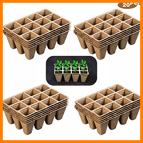 【 Mejor precio en oferta de 】✔️️ munloo 240 Macetas Biodegradables, Macetas Degradables, Macetas Cuadradas, 20 Piezas de 12 Rejillas para Plantar Plantas, Frutas y Verduras en el Huerto