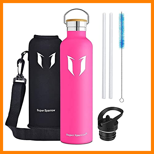 【 Mejor precio en oferta de 】✔️️ Super Sparrow Botella Agua Acero Inoxidable - Botella Agua Niños - 350ml/500ml/620ml/750ml/1L - Botella Termica Boca Estándar - Sin BPA, para Niños & Adultos, Deporte, Oficina, Yoga, Ciclismo