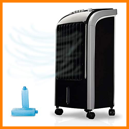 【 Mejor precio en oferta de 】✔️️ NEWTECK-Climatizador Evaporativo Portátil Wind Pure: Refresca, Ventila y Humidifica. Climatizador Portátil Frío (4L) con 3 Velocidades, Oscilación 120º y Filtro Antibacterias. Incluye 2 packs de hielo