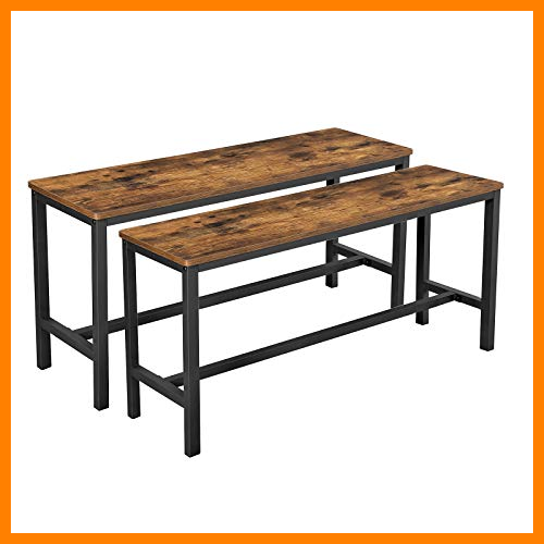 【 Mejor precio en oferta de 】✔️️ VASAGLE Bancos para Cocina, Juego de 2, Bancos Interiores Estilo Industrial, 108 x 32,5 x 50 cm, Estructura Metálica Duradera, para Cocina, Comedor, Sala de Estar, Marrón Rústico KTB33X