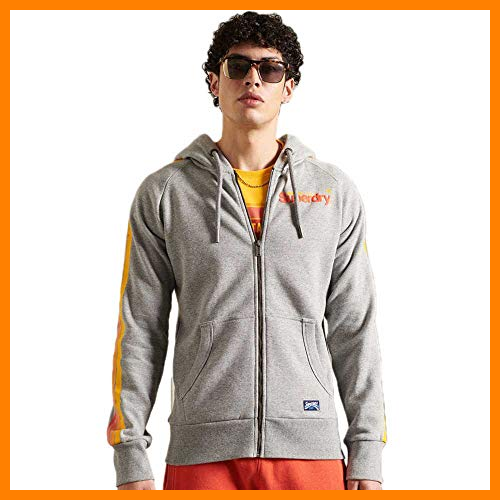 【 Mejor precio en oferta de 】✔️️ Superdry M2011149A CL Cali Raglan Zip Hood BB-Sudadera con Capucha, Grey Slub, Large para Hombre