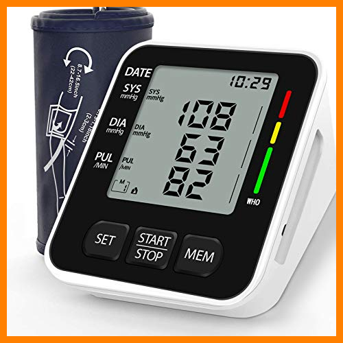【 Mejor precio en oferta de 】✔️️ NWOUIIAY Tensiómetro de Brazo Eléctrico Digital con Monitoreo de Arritmia Memorias de 2 Usuarios(2 * 99) Gran Pantalla LCD Brazalete 22-42cm Negro