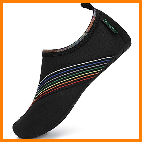【 Mejor precio en oferta de 】✔️️ Unisexo Zapatillas de Playa Respirable Ligeros Secado Rápido Zapatos de Agua Surf Natación Antideslizante Calzado Baño, Descalzo Negro 42/43