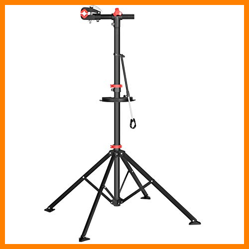 【 Mejor precio en oferta de 】✔️️ SONGMICS Soporte de Reparación de Bicicletas, Soporte de Trabajo de Bicicleta y Soporte de Mantenimiento con Cierre Rápido, Herramientas, Soporte del Manillar, Ligero y Portátil, Negro y Rojo SBR06B