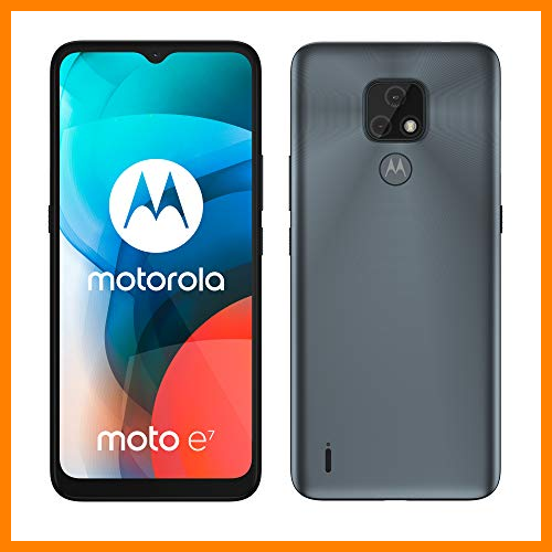 【 Mejor precio en oferta de 】✔️️ Motorola Moto E7 - Smartphone de 6.5" (HD+ MAX Vision, Sistema de cámara Dual de 48 MP, batería de 4000 mAH, Dual SIM, 2/32GB, Android 10), Gris [Versión ES/PT]