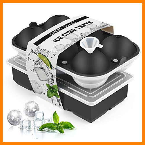 【 Mejor precio en oferta de 】✔️️ Bandeja de Hielo de silicona, 2 Cubitos de Hielo Molde con Tapa, 6 Redondos y 8 Cuadrado Bolas de Hielo, Bandeja de Cubo de Hielo sin BPA con para Congelarse Cola, Cócteles, Whisky, Vino.