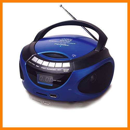 【 Mejor precio en oferta de 】✔️️ Metronic 477129 - Radio CD portátil con Bluetooth y puerto USB/SD/MMC: reproduce MP3, 2x1W, azul
