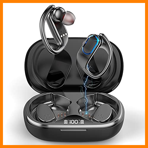 【 Mejor precio en oferta de 】✔️️ Auriculares Inalambricos Deportivos, Auriculares Bluetooth 5.0 con Microfono, IP7 Impermeable Auricular In-Ear con Cancelación de Ruido, Reproducci 48 Horas Adecuado para Correr y Hacer Deporte Negro