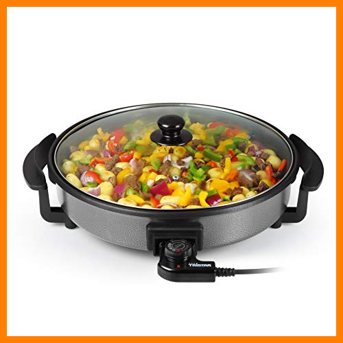 【 Mejor precio en oferta de 】✔️️ Tristar PZ-2964 – Sartén Eléctrica con Tapa de Cristal, Diámetro 40 cm, Profundidad 4 cm, Recubrimiento Antiadherente, 1500 W, 5 Configuraciones de Temperatura (Diámetro con Mangos 48.5 cm)