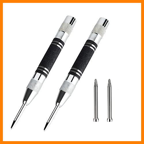 【 Mejor precio en oferta de 】✔️️ ansd 4Pcs Punzón Central Automático,Herramientas de Perforación Central Automática,Punzón Automático de Impacto Ajustable para Metal,Madera o Plástico