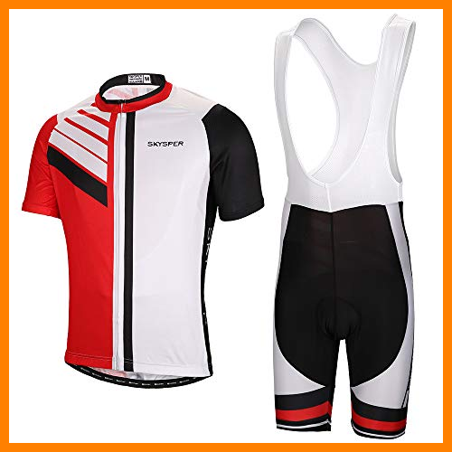 【 Mejor precio en oferta de 】✔️️ SKYSPER Hombres Jersey + Pantalones Cortos Mangas Cortas de Ciclismo Ropa Maillot Transpirable para Deportes al Aire Libre Ciclo Bicicleta