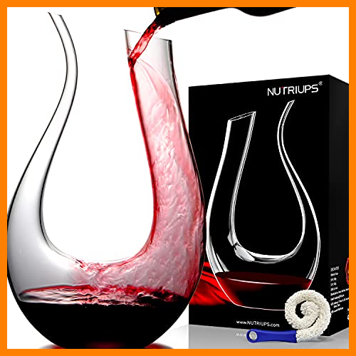 【 Mejor precio en oferta de 】✔️️ NUTRIUPS Decantador de Vino Decantadores para Vino Forma U 1.5L Jarra Vino Sin Plomo Soplado a Mano Decantador Aireador de Vino Accesorios Decanter