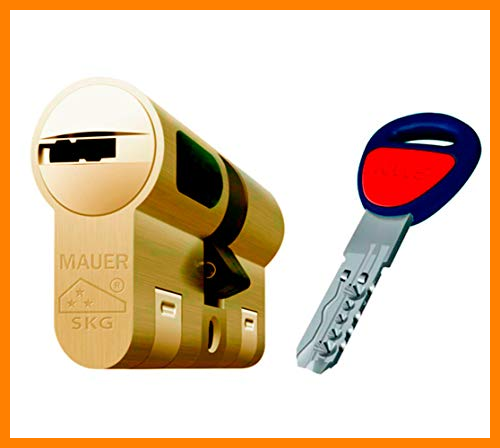 【 Mejor precio en oferta de 】✔️️ MAUER NW5 Bombin de Seguridad 31x31 Color Laton Cilindro Bombillo Reforzado Antirotura Antibumping Antitaladro Leva Antiextracción Cerradura para Puerta 5 LLaves Tarjeta de Seguridad