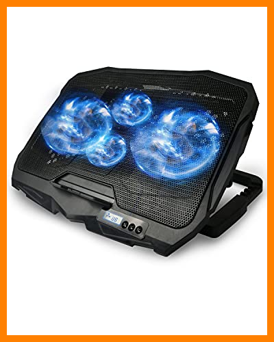 【 Mejor precio en oferta de 】✔️️ Maxesla Base Refrigeradora Portatil, 4 Ventiladores silenciosos y Pantalla LCD Ventilador Portatil, 2 Puertos USB y luz LED Azul, 4 ajustes de Altura, 10-16.5 Pulgadas Refrigerador Portatil, Negro