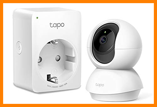 【 Mejor precio en oferta de 】✔️️ TP-Link - Cámara IP WiFi 360º, Cámara de Vigilancia FHD 1080p + TP-Link Tapo P100 - WiFi Enchufe Inteligente Mini tamaño