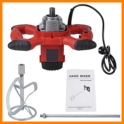 【 Mejor precio en oferta de 】✔️️ Amasadora eléctrica de cemento de 1500 W CA 220 V mezcladora eléctrica portátil de 6 velocidades para mezclar mortero y pintura estuco