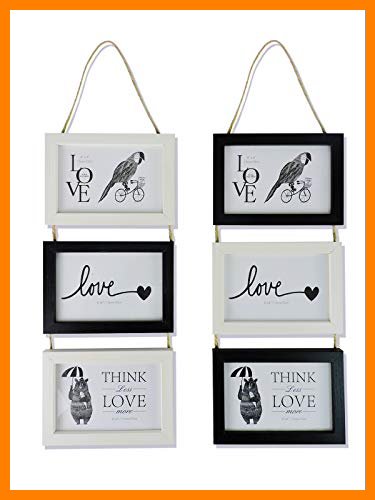 【 Mejor precio en oferta de 】✔️️ TIME HOME DEVELOPMENT Conjunto Marcos Fotos Triple de Madera para Colgar en Pared - Collage Original para Fotos 10x15 cm (Blanco/Negro)