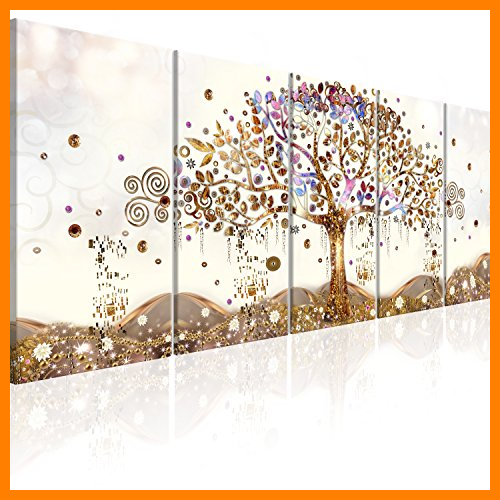 【 Mejor precio en oferta de 】✔️ murando Cuadro en Lienzo Arbol Klimt 225x90 cm Impresión de 5 Piezas Material Tejido no Tejido Impresión Artística Imagen Gráfica Decoracion de Pared Abstracto l-A-0009-b-n