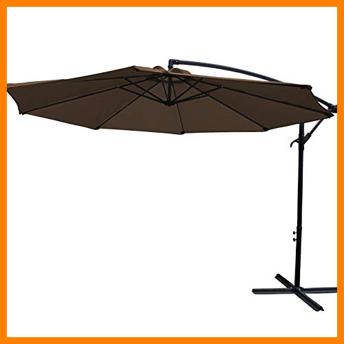 【 Mejor precio en oferta de 】✔️ AXT SHADE Sombrilla Parasol Sombrilla Exterior 300CM, Sombrilla Voladiza,con Mecanismo de Manivela para Exterior,Jardín,Patio,Pool-café